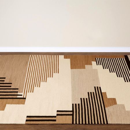 Minimalist Handmade Natural Cotton Dhurrie For Living Room